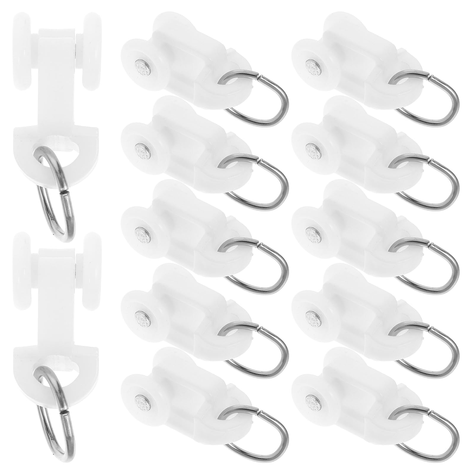 Curtain Glider Hooks Track Rail Runner Curtain Mute Wheel Rollers Hook Ball Pulley 50PCS