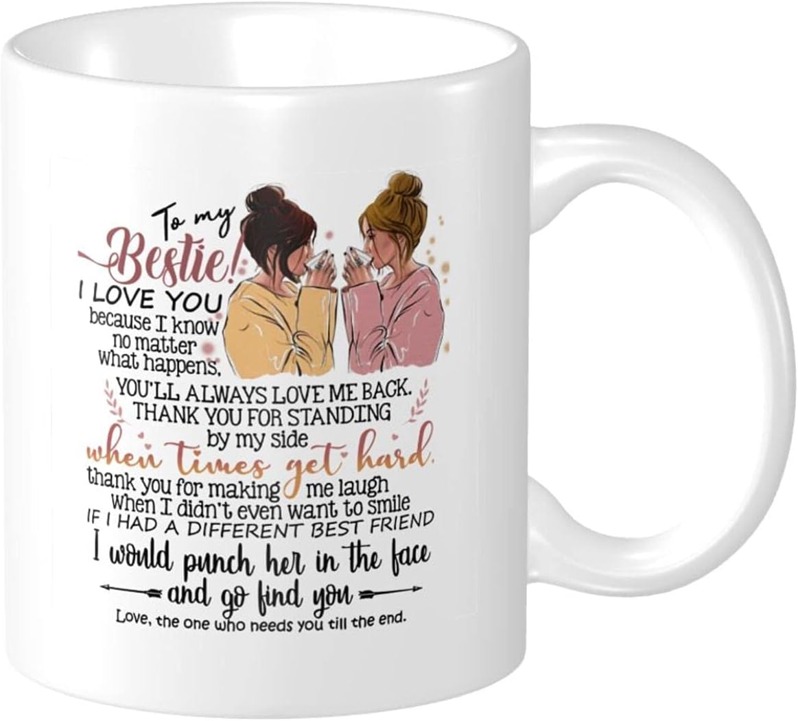 To My Bestie I Love You Coffee Mug, Best Friends Gifts for Soul Sister Mom Aunt, Friends Forever, BFF Friendship Present Tea Cup for Her Women 11oz Ceramics White