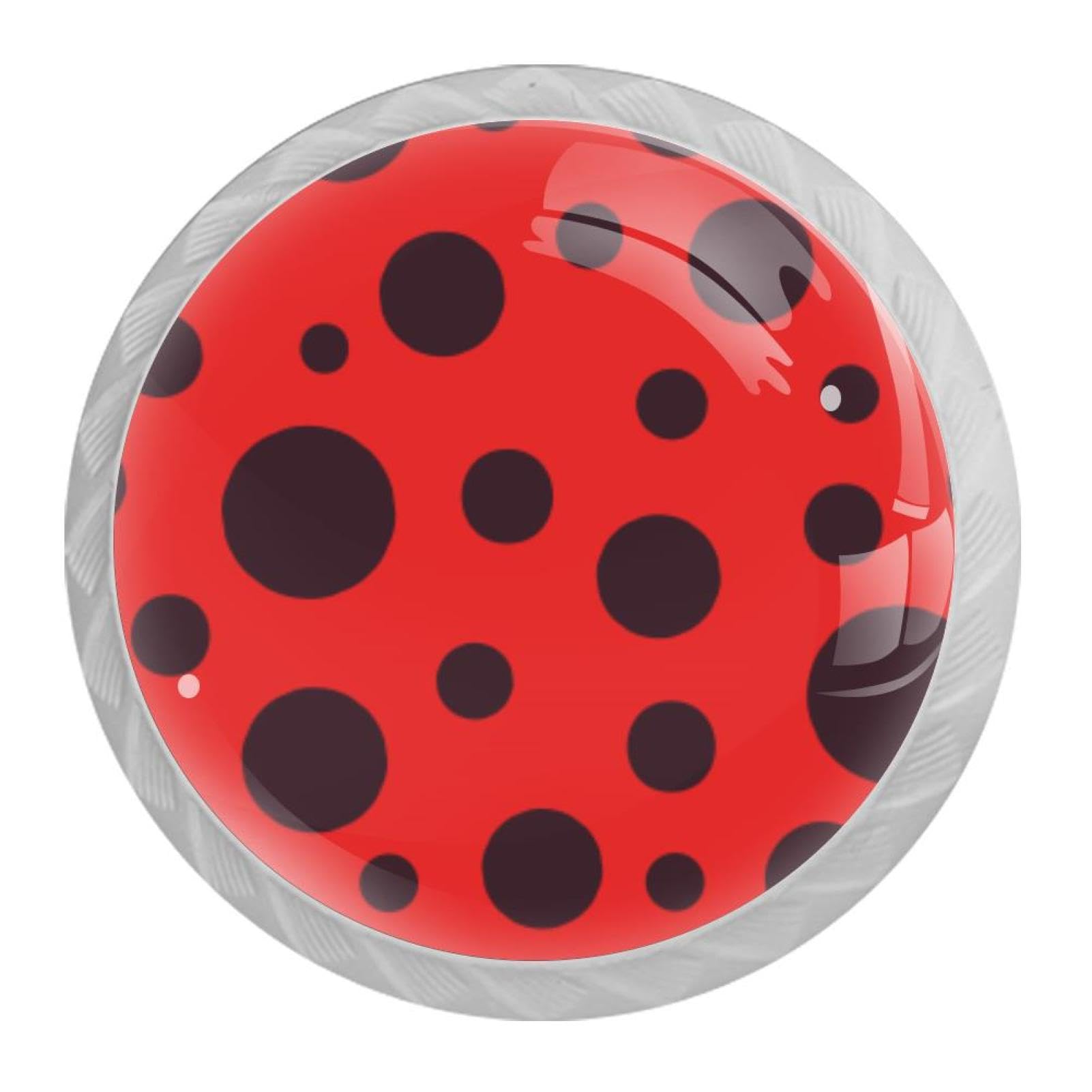 Tqmspg Multi07 4 Pieces Drawer Pulls Ladybug And Ladybird Dots Pattern Door Knobs Dresser Handles For Kitchen Wardrobe Cupboard Hardware Furniture