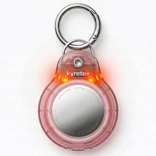 Sound-Activated LED Case for AirTag 2nd & 1st Gen, Flashing Light Up AirTag Holder Keychain, Night-Visible Tracker Cover for Easy Finding (1-Transparent Pink)