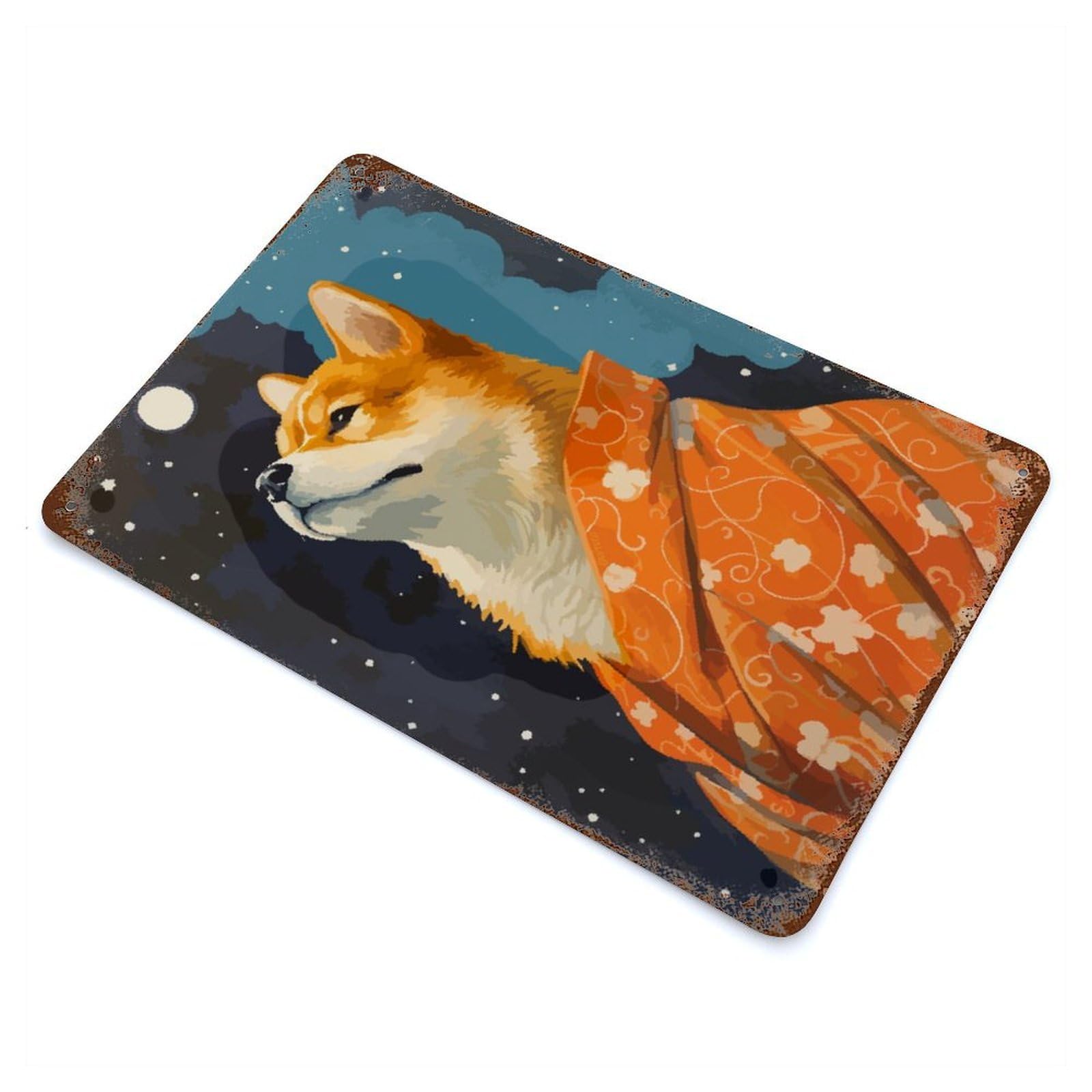 Shiba Inu Pixel Art Vintage Rust Metal Sign 11.8"x7.9", Classic Wall Plaque for Basement, Hobby Room And Garage Decor
