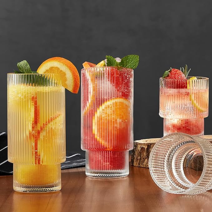 Image of Premium Juice Glasses 350 ML Drinking Glasses, Highball Lead-Free Glasses, Tumblers for Water, Beer, Cocktail and Mixed Drinks - 6 Pieces, Transparent (Cocktail, TP- 75 Set of 6)