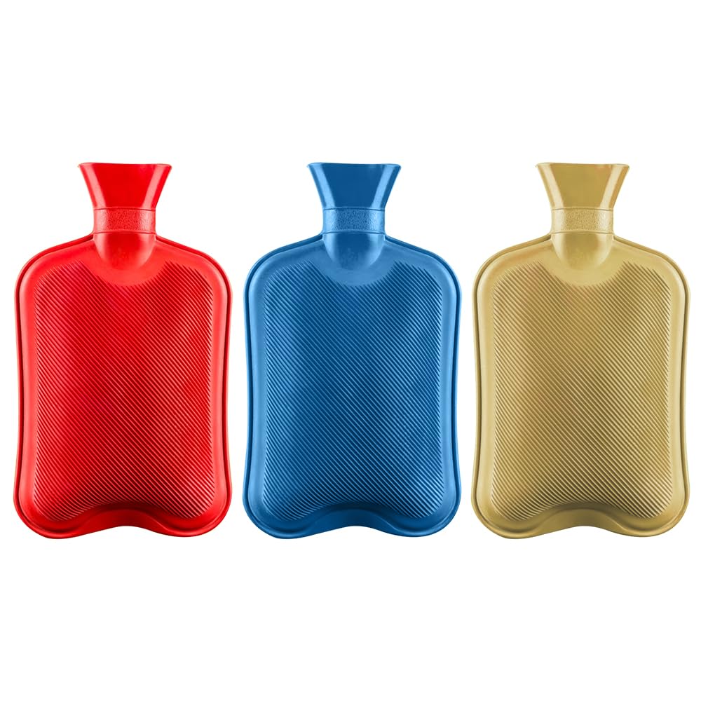 ZOPPER Hot Water Bottle 2 Liter - Natural Rubber Hot Water Bag for Back Pain, Neck Shoulder, Period Cramps Pain Relief, Secure & Leakproof Heating Pads (Any 1 Unit Random Colour Will Dispatch)
