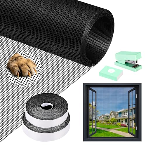 WEVOL Mosquiteras para Ventanas, 130x150cm Tela Mosquitera Ventana Ajustable Sin Perforaciones, Malla Mosquitera Ventana con Adhesiva, Rollo Mosquitera Fibra de Vidrio para Ventanas Puertas Patios