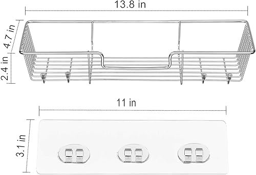 Miniatura 5 de iPEGTOP Estante adhesivo para ducha, estante de baño con ganchos para champú y acondicionador, cesta organizadora de cocina, sin taladrar montada en