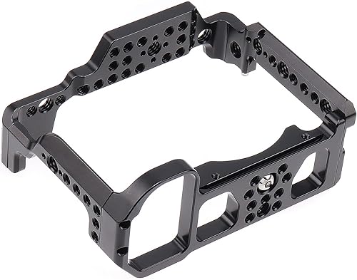 Miniatura 9 de FocusFoto Jaula de cámara Estabilizador de cine de vídeo Plataforma de extensión de aleación de aluminio con zapata fría y tornillo de 1/4 "3/8"