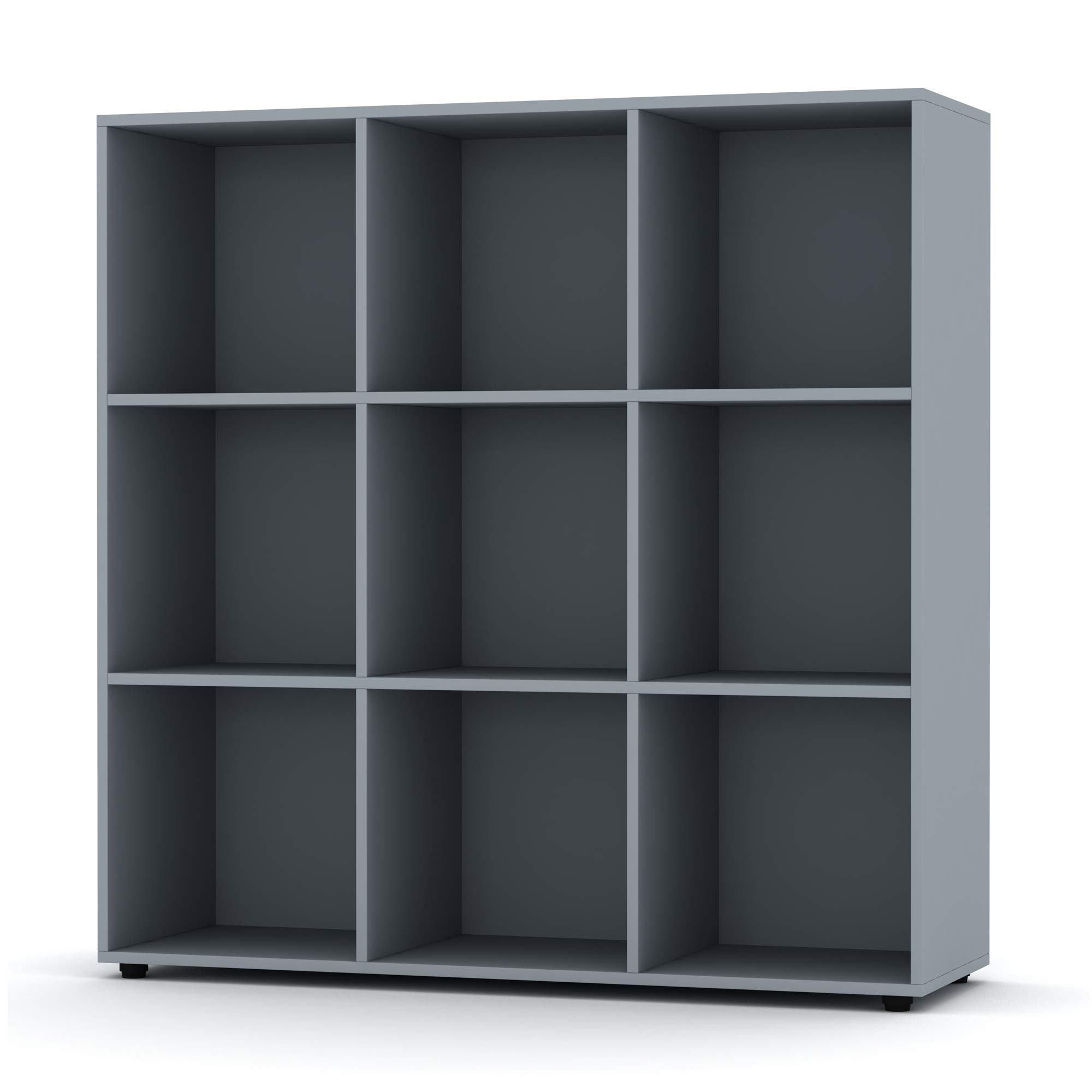 URBNLIVING Wooden Grey Cube Bookcase Shelving Display Shelves Storage Units Wood Shelf Door (Grey Bookcase Without Door, 9 Cube)