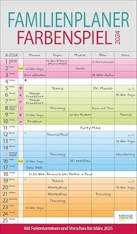 Familienplaner 2026 - 7-Spalten Kalender 33x44cm Mit Bunten Designs