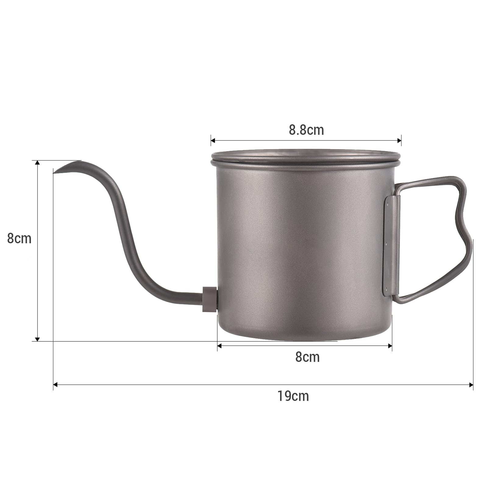 Hervidores de camping de 400 ml para agua hirviendo, hervidor de café con mango plegable + boquilla de café extraíble con filtro de café/taza pequeña, hervidor de té ligero para picnic,