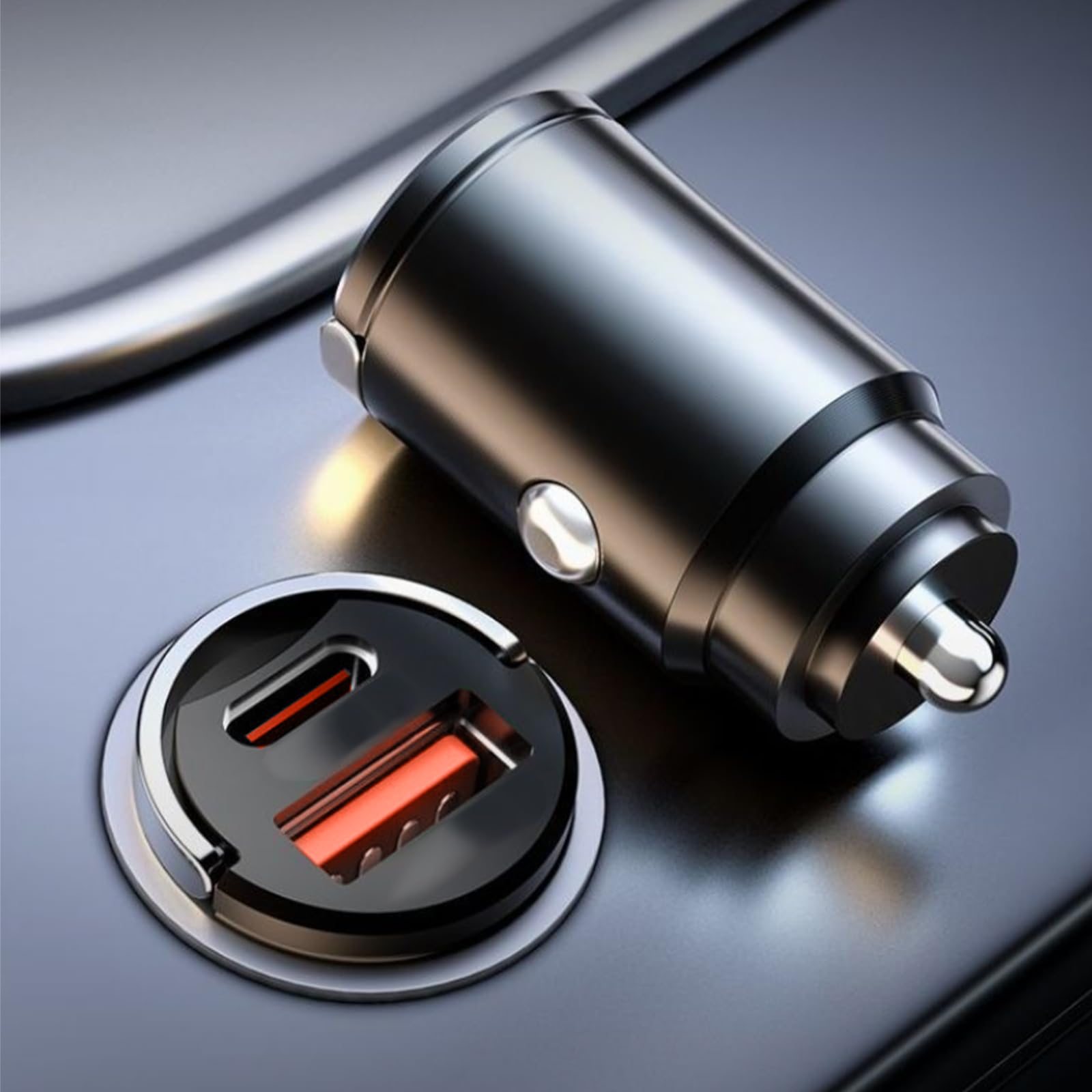 1 Pcs Car Charge,PD 30 W USB-C & QC 3.0 USB-A Fast Charger Adapter, Car Lighter USB Adapter,Cigarette Lighter USB Charger,Compatible with iPhone 17/16/15 Pro/Pro Max, Galaxy S25/S24/Ultra(Black) - 4