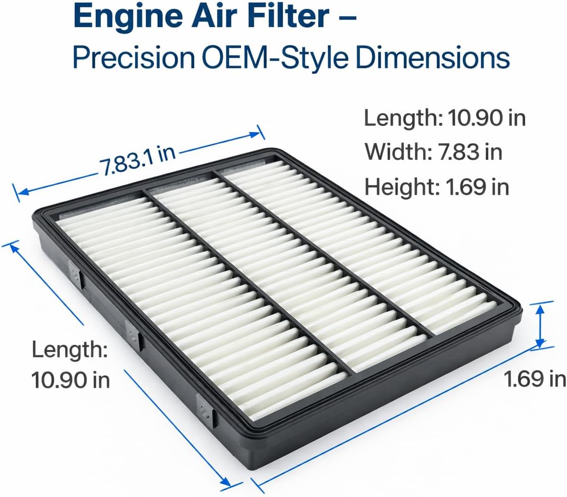 Engine and Cabin Air Filter Kit Replacement for Hyundai Tucson 2016–2021 & for Kia Sportage 2017–2022, Synthetic Engine Air Filter + Carbon Cabin Air Filter, Replaces AF5260 CF12160 97133-D3200