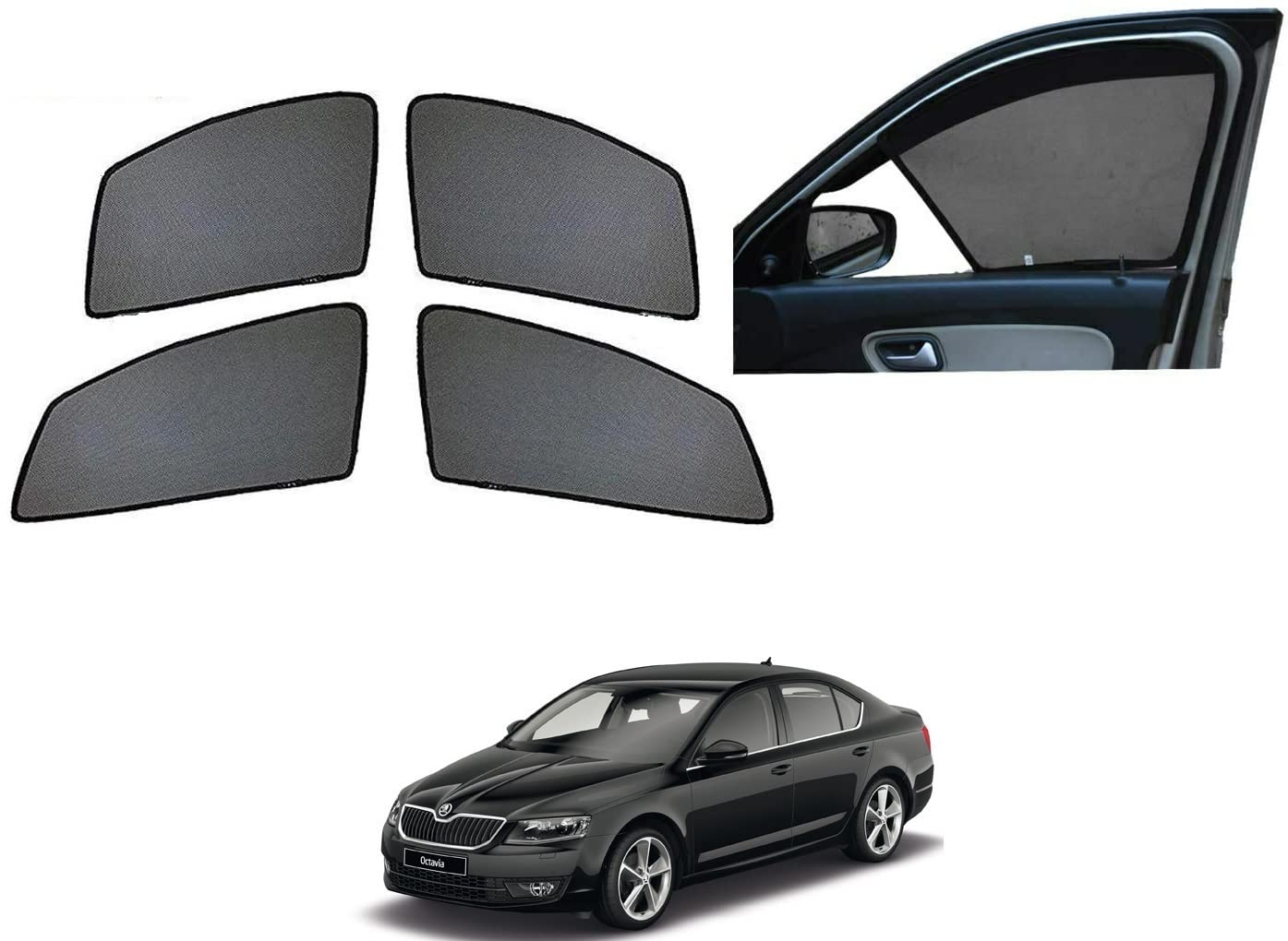 Auto Addict Car Half Magnetic Sunshades Set of 4 Pcs (2 Half,2 Non-Half) for Skoda Octavia Type-2(2014-2022)-image-45