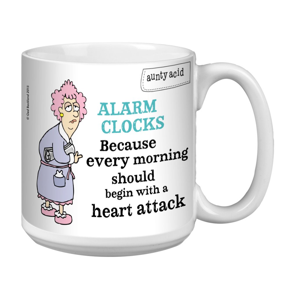 Tree-Free Greetings Extra Large 20-Ounce Ceramic Coffee Mug, Aunty Acid Alarm Clocks
