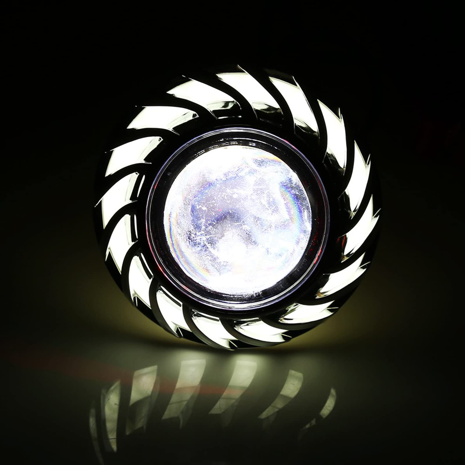Fari Angel Eye per moto Blue Halo LED, fari per proiettori Hi/Lo Beam con doppia lente Halo, fari Angel Devil Eye per biciclette (Blanc)