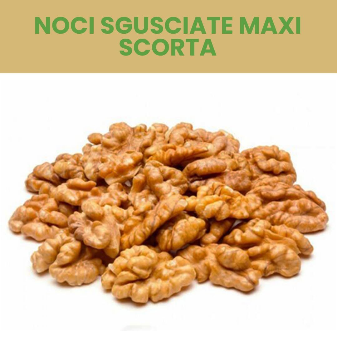 Alfano dal 1940 Noci Sgusciate Maxi Scorta 500g Ricche di Magnesio, Tiamina, Vitamina B6 e Omega 3 Snack Ideale per una Dieta Equilibrata e Vegana (4 Pezzi)
