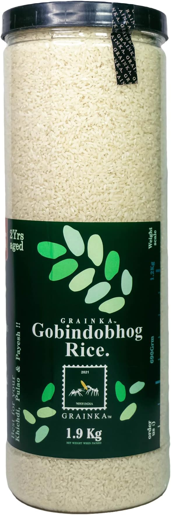 Grainka Gobindobhog Rice || 1.9 Kg || Premium Aged Aromatic Rice || Ideal for Khichdi, Pulao & Traditional Dishes || Naturally Fragrant & Flavourful
