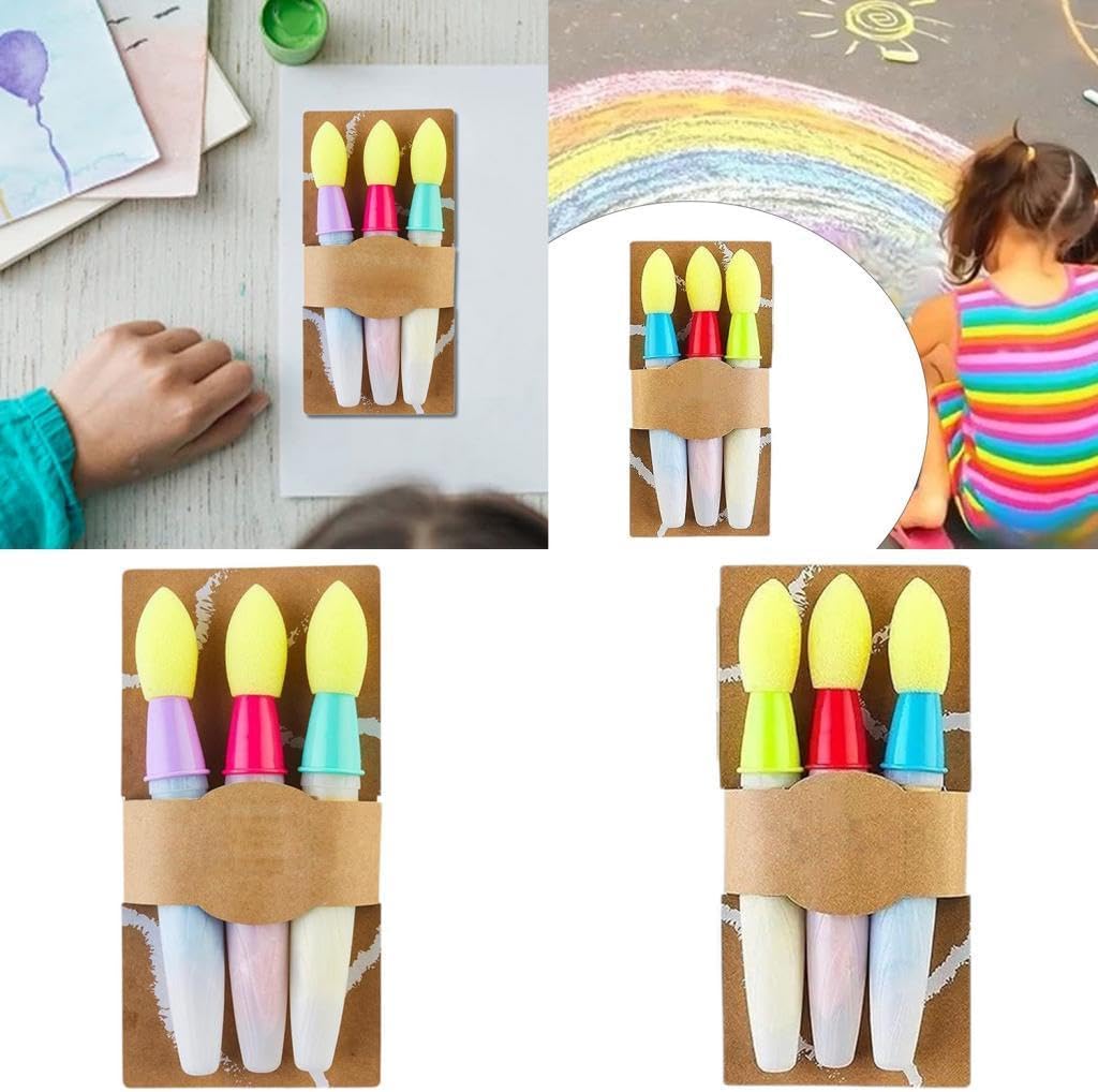 CALANDIS? 3X Sidewalk Chalk Paint Brushes Set DIY Craft Drawing Chalk Painting Brushes Green Color Blue Red | Artists Brushes | Painting Supplies | Art Supplies