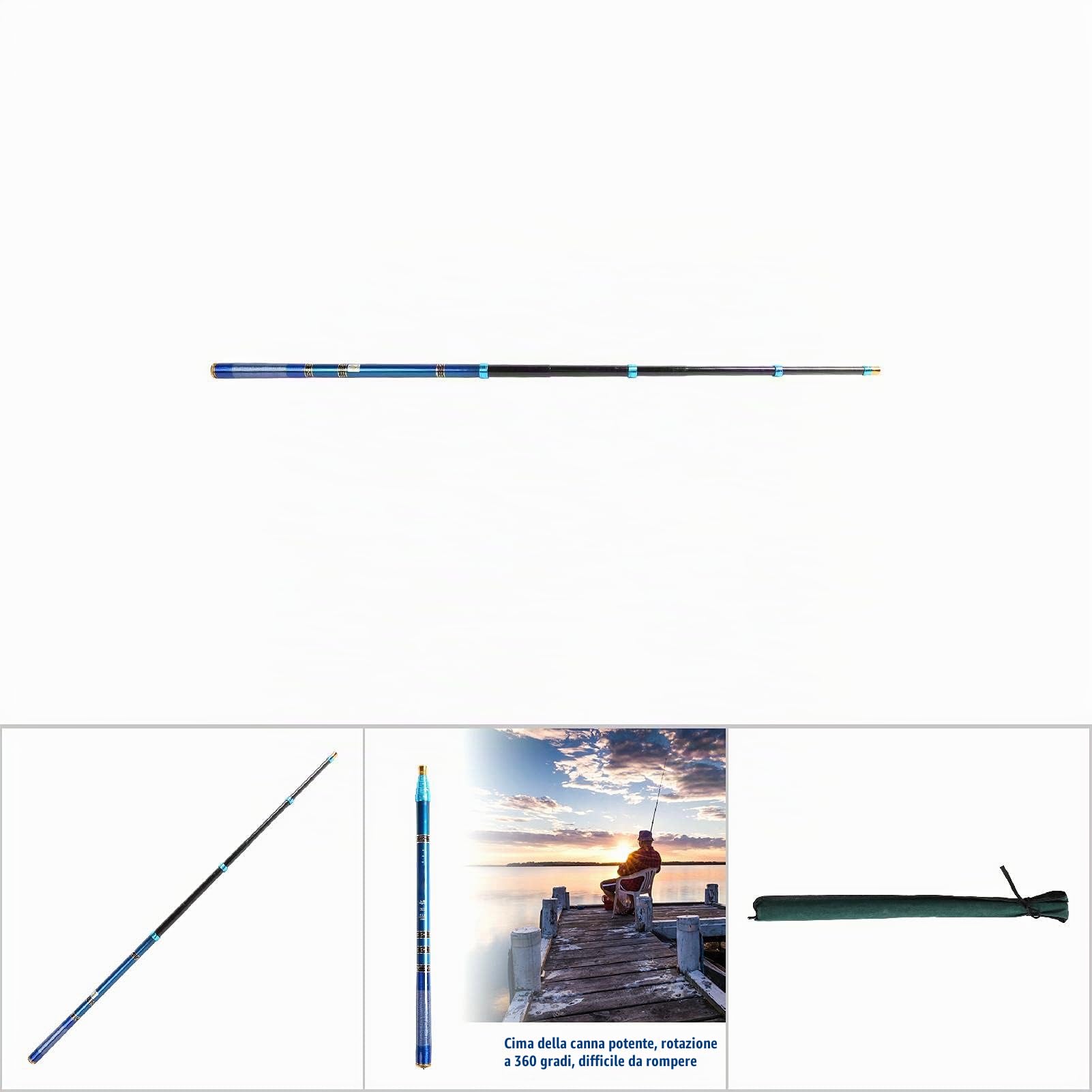 Alomejor Canna da Pesca Telescopica in Fibra di Carbonio Canna da Pesca Ultraleggera da Viaggio per Pesca in Acqua Salata