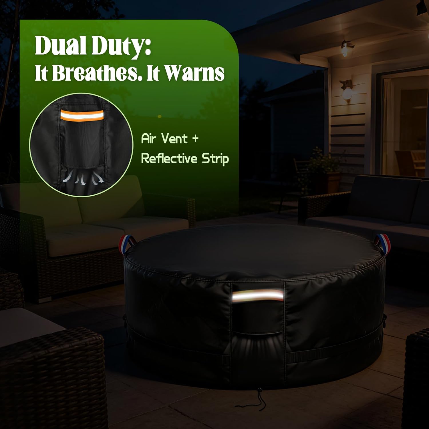 Fire Pit Cover,44in Round Propane Firepit Covers,Outside Gas Propane Fire Pit Table Covers Round Fire Pit Column-44"D x 24"H