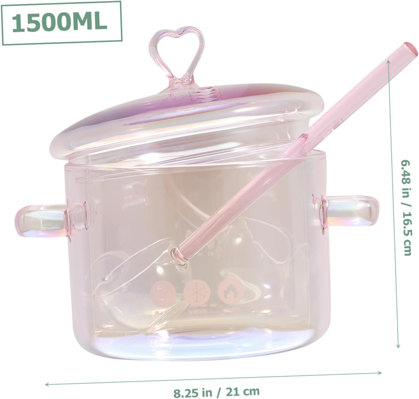 Cabilock Clear Glass Saucepan with Lid and Handles Heat Resistant Borosilicate Stew Pot for Food Soups Noodles and Vegetables Transparent Cookware with Spoon for Stovetop Cooking
