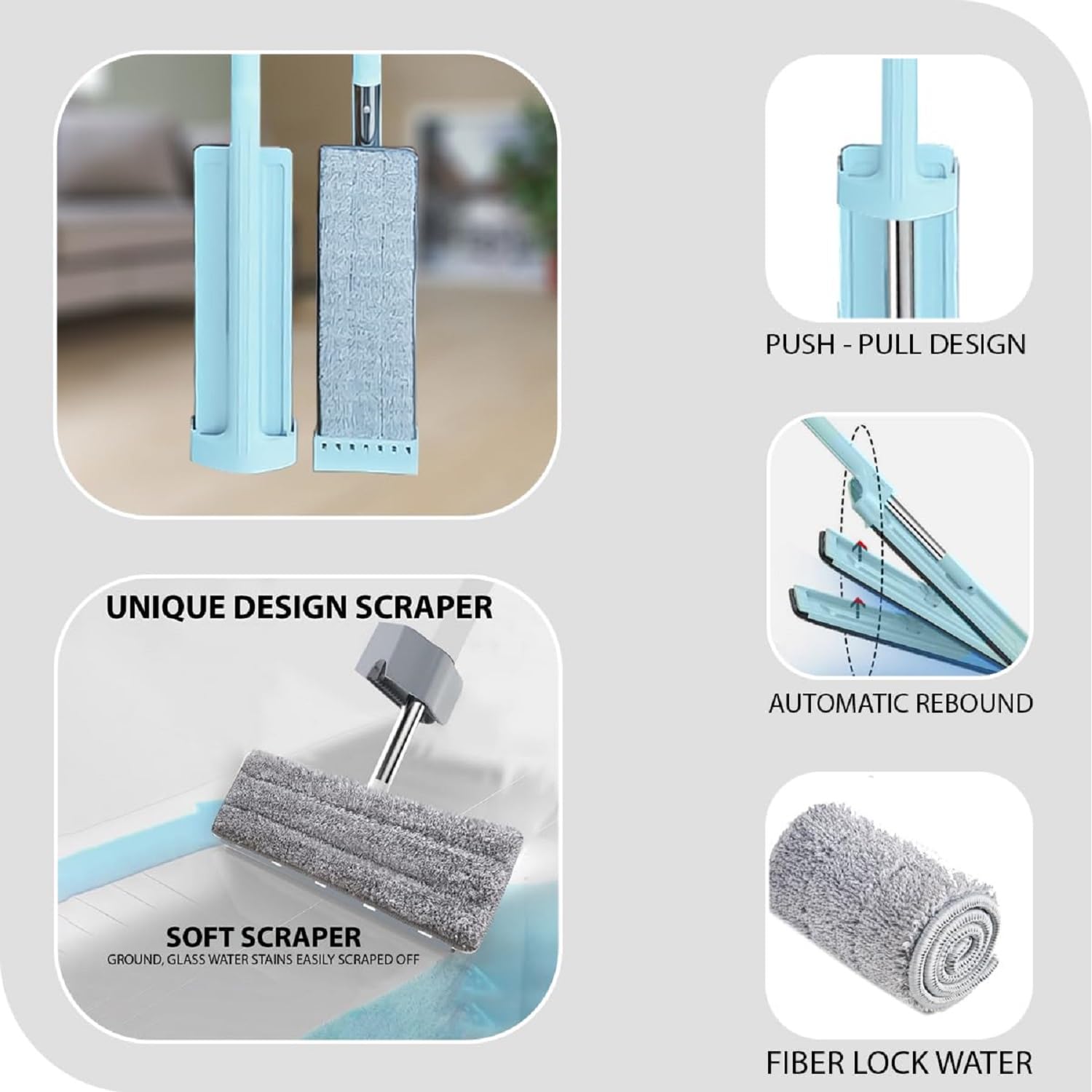 Upkaranwale Microfiber Squeeze Flat Mop dusting Cloth, mops Refills for Floor Cleaning, Micro Fiber Cloth for Cleaning, Bucket Less Mop (Pack of 1) 2