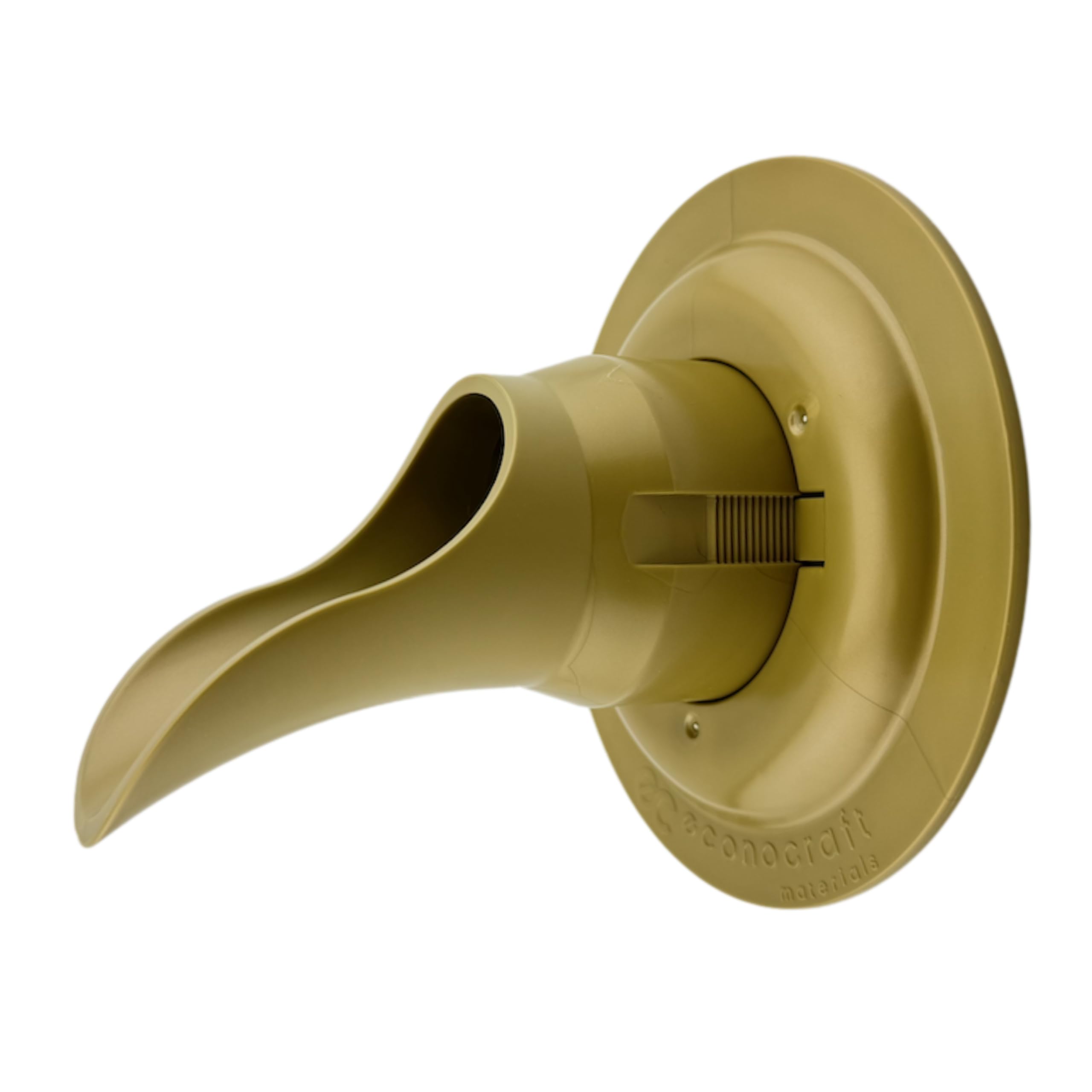 LokPlate™ 2-Inch Plastic (UV+) Downspout Nozzle/Scupper with Self-Locking Escutcheon Plate (Matte Brass)