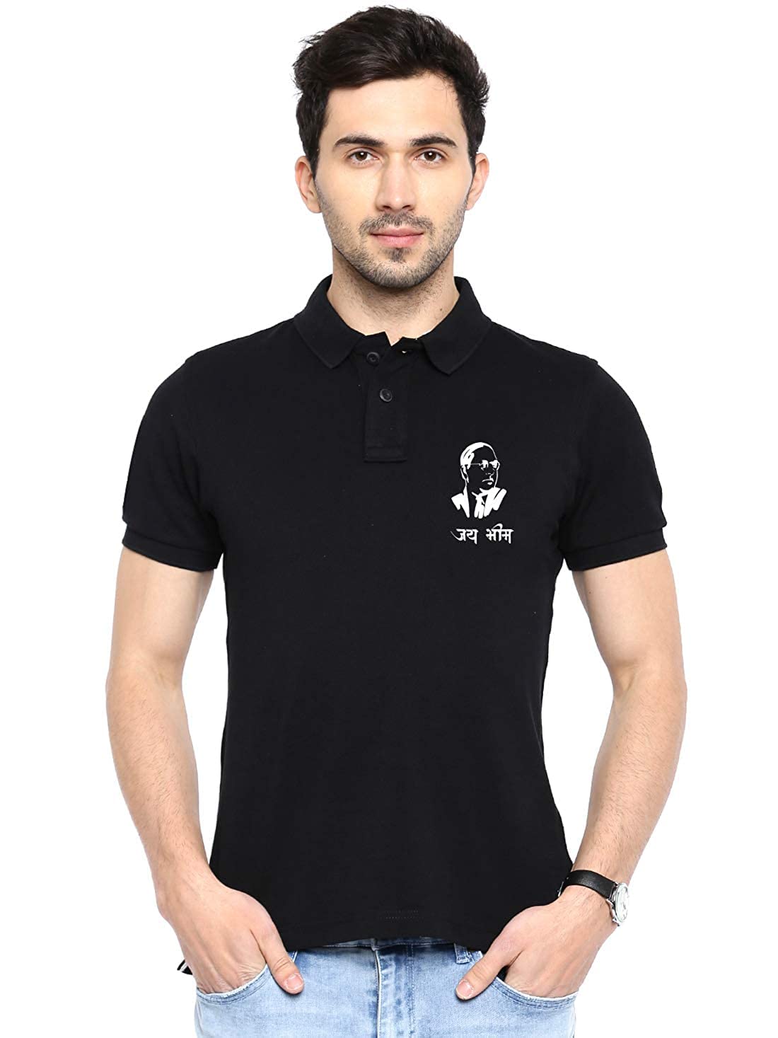 DEMAMD PRINTDoctor bheemrav Ambedkar Polo t Shirt Black Jay bheem Jai Men's T-Shirt (XX-Large)