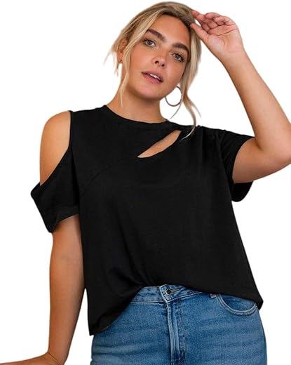 KOTTY Womens Floral Flutter Sleeve Empire Navy Blue Button Boat Neck Top