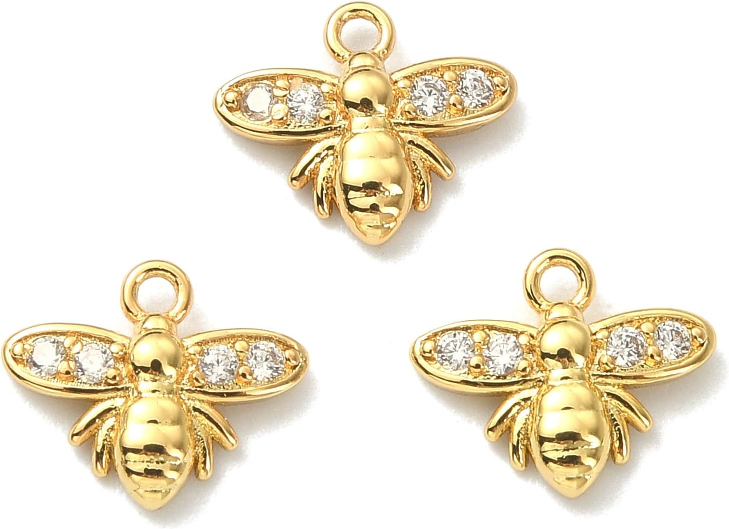 LiQunSweet 20 Pcs Honeybee Charm Cubic Zirconia Honey Bee Charms for Jewelry Making DIY Craft Earring Necklace Bracelet