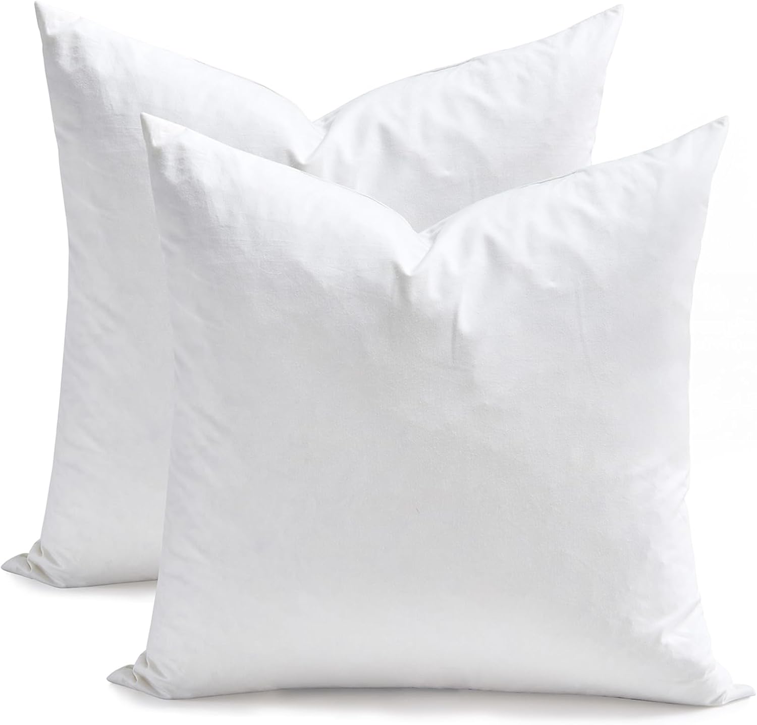 Feathers Down Throw Pillow Inserts 16 x 16, Set of 2, 100% Organic Cotton Shell, Soft Decorative Square Pillows Insert for Living Room Sofa, Couch, or Bed (White) 16x16 Inch(Pack of 2) White(pack of 2)