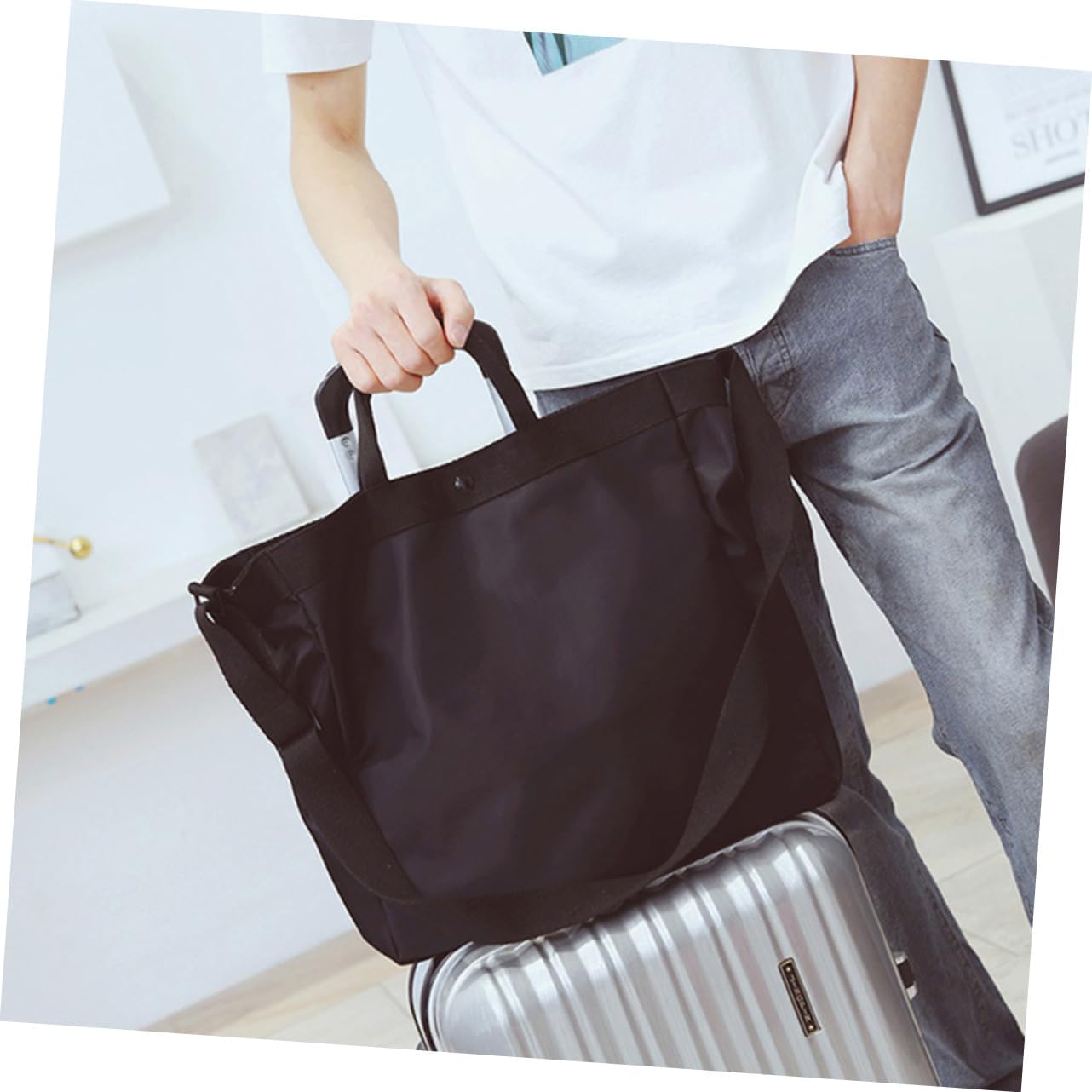 1pc Large Capacity Travel Tote Bag Multifunctional Yoga Sports Bag Lightweight Shoulder for Gym Camping Weekend