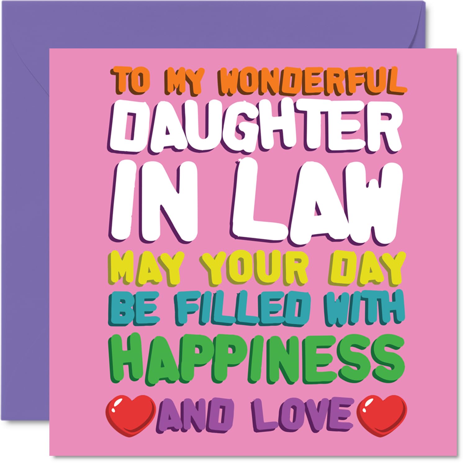 Daughter in Law Birthday Card - Happiness And Love - Happy Birthday Card for Daughter in Law from Father Dad Mother Mum, 145mm Happiness And Love Bday Greeting Cards