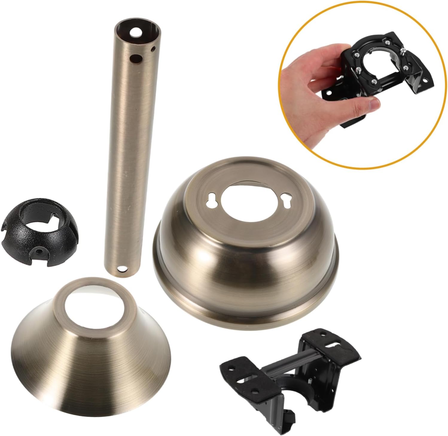 1 Set Ceiling Fan Accessories Fan Ceiling Light Bracket Hunter Angled Mounting Kit Bracket Kit Coffee Stainless Steel