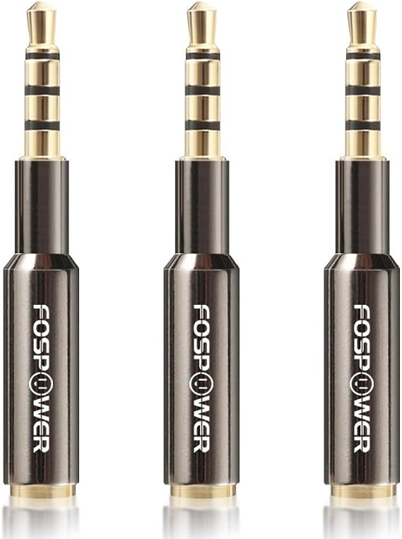 FosPower 3.5mm Male To Female Auxiliary Stereo Audio Headphone Jack AUX Adapter, 4-Conductor TRRS For IPhone, Smartphones, Tablets, Speakers, Microphone & Card Readers (3 Pack)