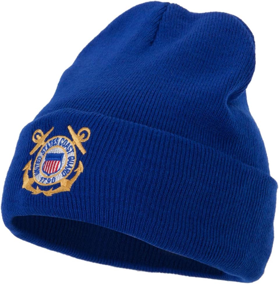 US Coast Guard Anchors Logo Embroidered Long Beanie