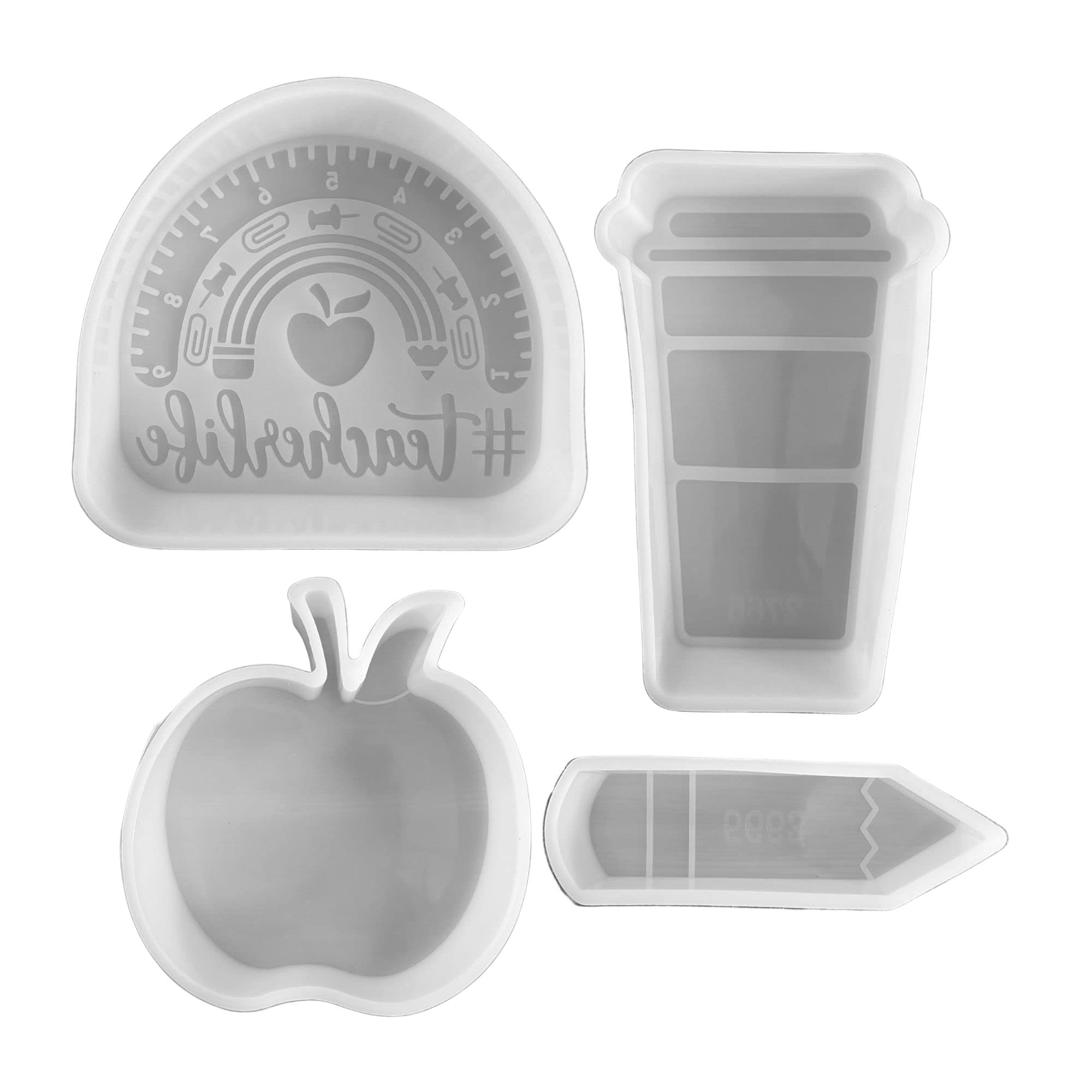 Teacher Freshie 4 Pack Silicone Mold | Teach Appreciation Back to School Pack | Crafter Supplies for Freshie, Soap, Resin, Candles