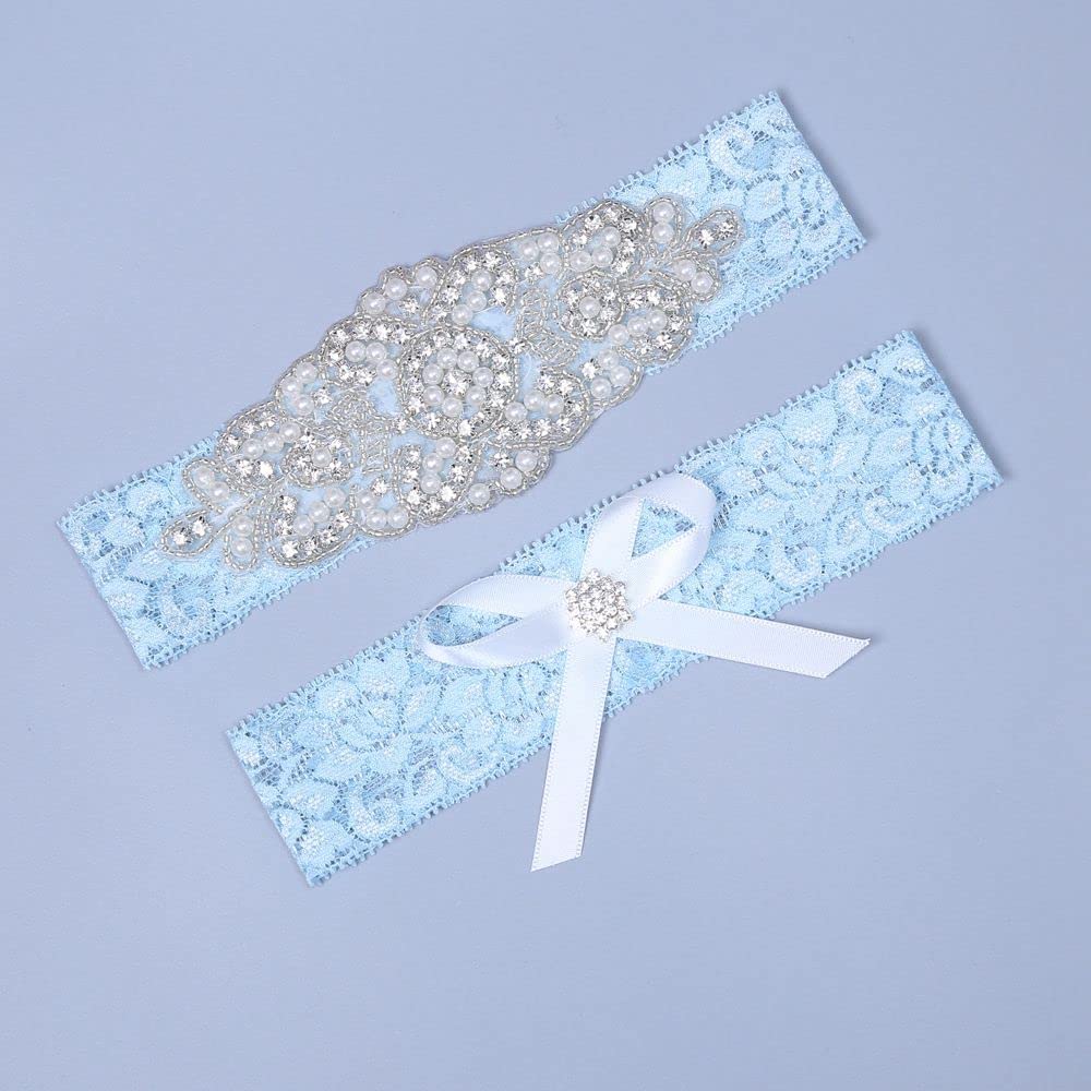 Giarrettiera Da Sposa In Pizzo Elasticizzato Con Strass E Perle, Oro Rosa, Largo 5,1 Cm, Ricordo Da Matrimonio - 2