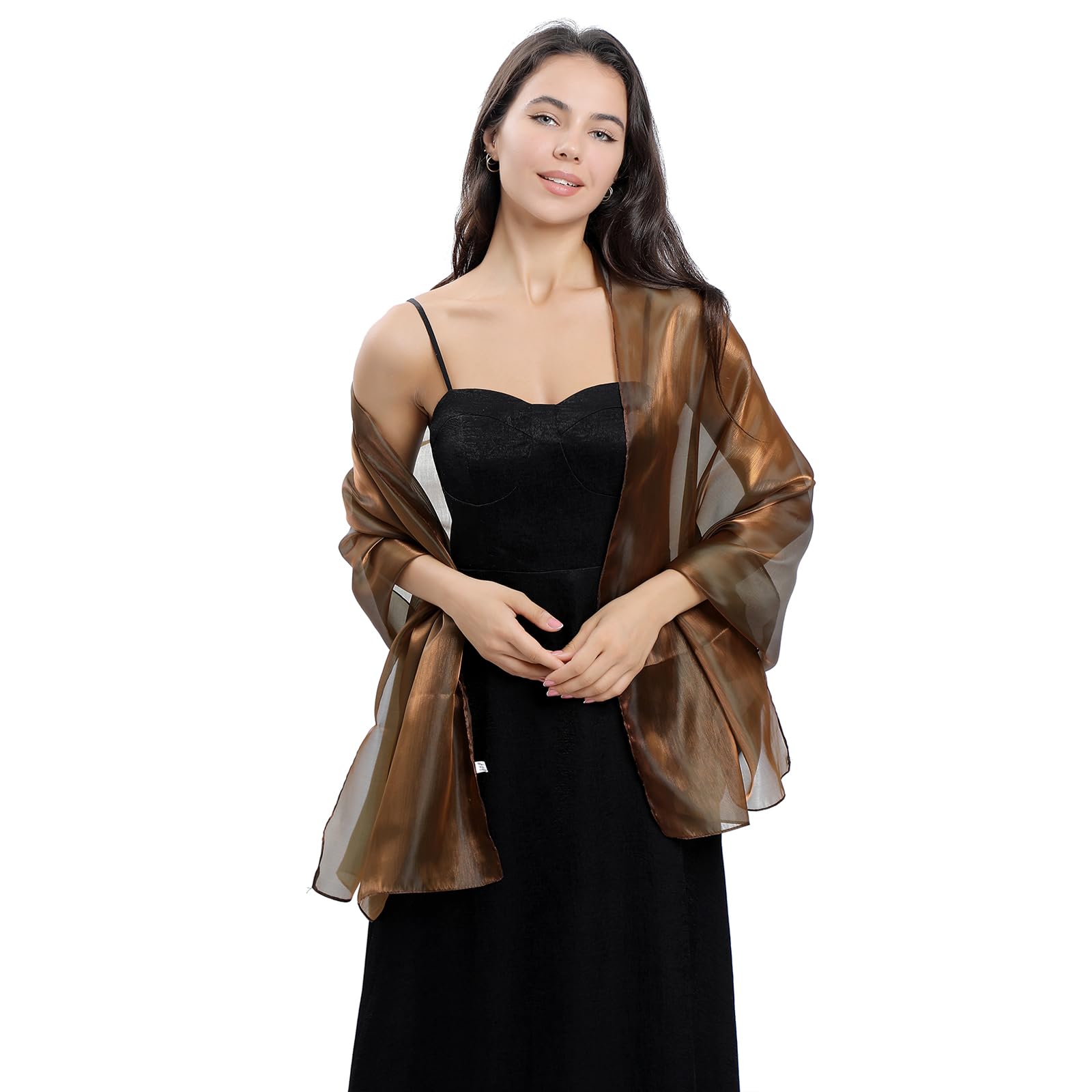 Ladiery Bufandas y envolturas de seda para vestidos de noche mujeres Sheer Soft Dama de honor Boda Shawl Party Organza Stole
