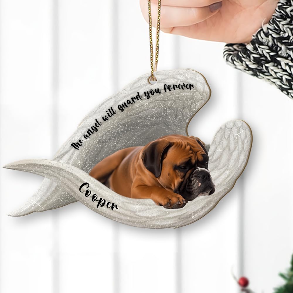 Personalized Boxer Dog Memorial Flat 2D Ornament - Custom Dog Memory Ornament, Pet Memorial Angel Wings, Dog Loss Sympathy Gift, Pet Remembrance Keepsake, Pet Passing Away Gift, Loss of Dog