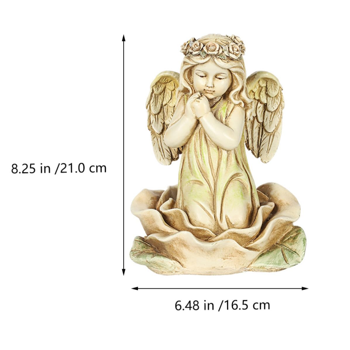 Ciieeo Statua Angelo da Giardino in Resina LED, Oro, 2 Aaa