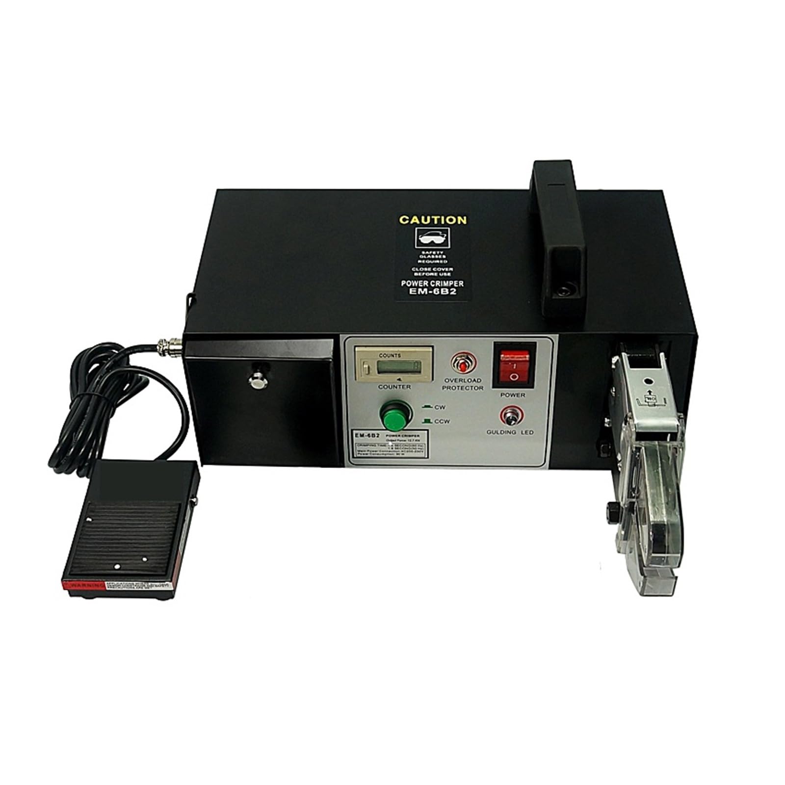 Jhxhfjxz Black Em6b2 Electric Terminal Crimping Machine With 7 Crimping Dies 90W 12.7Kn Crimper Plier For Many Kinds Of Terminals Versitile(Em6b2-220V)