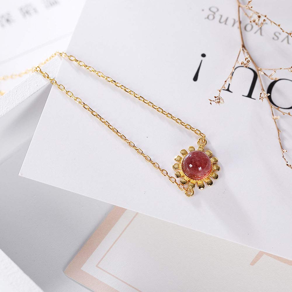 Girls Accessories Bracciale in Argento Sterling 925 Vintage per Donna Semplice Placcato Oro Fragola Naturale Cristallo Rosa Girasole Fascino Classico per Gioielli Spiaggia Estiva Birthday Gift