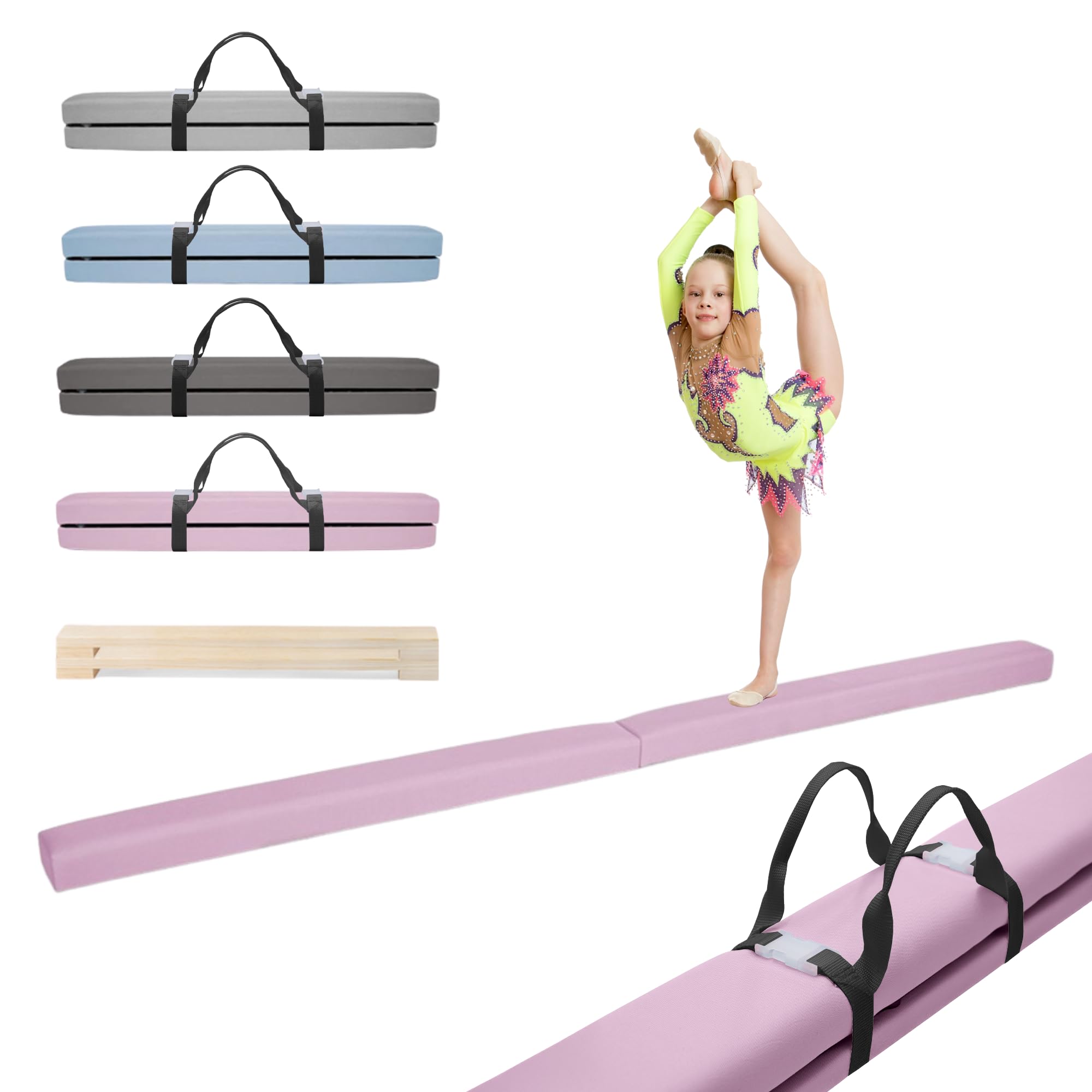 MAMOI® Gymnastics beam for kids, 200 cm padded non-slip folding balance beam, kids gym equipment
