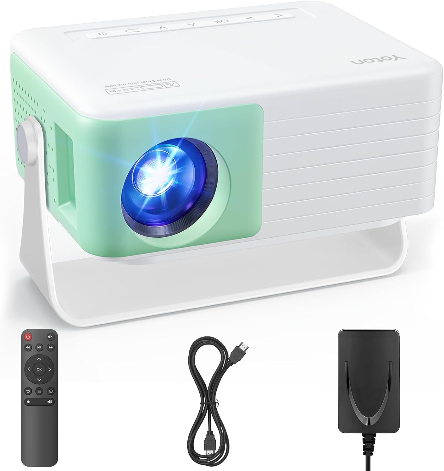Mini Proyector Portátil Yoton Y3, Proyector 1080P Full HD con 15000 Lúmenes, Bajo Ruido, Zoom 50%-100%, Auto Keystone, Compatible con HDMI, PC, TV Stick y Google Cast, para Dormitorio