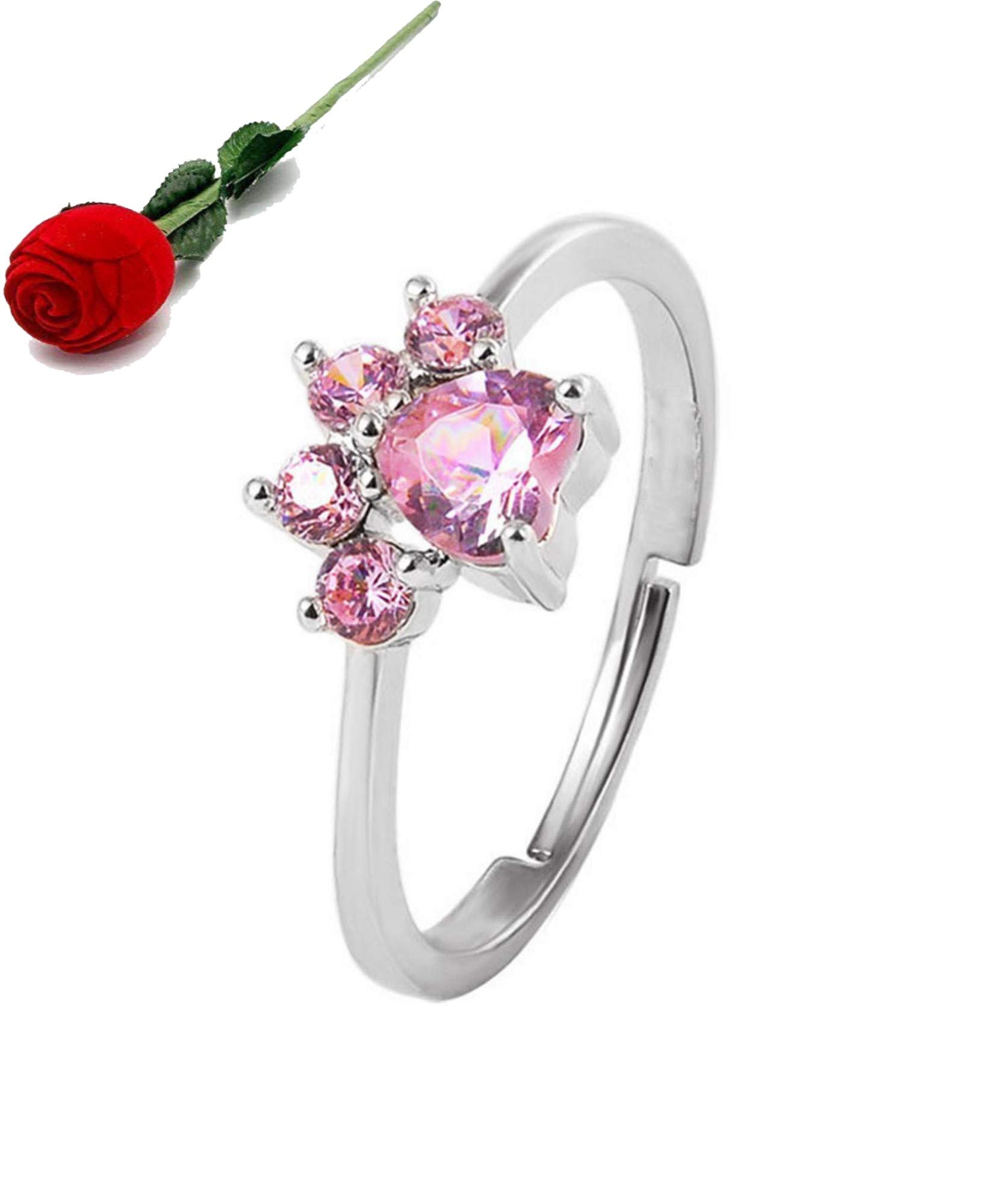 dc jewels Adorable Bear Paw Adjustable Rings for Women & Girls (S) with Rose Box Packing (B07ZRCN1B4) Amazon Price History, Amazon Price Tracker