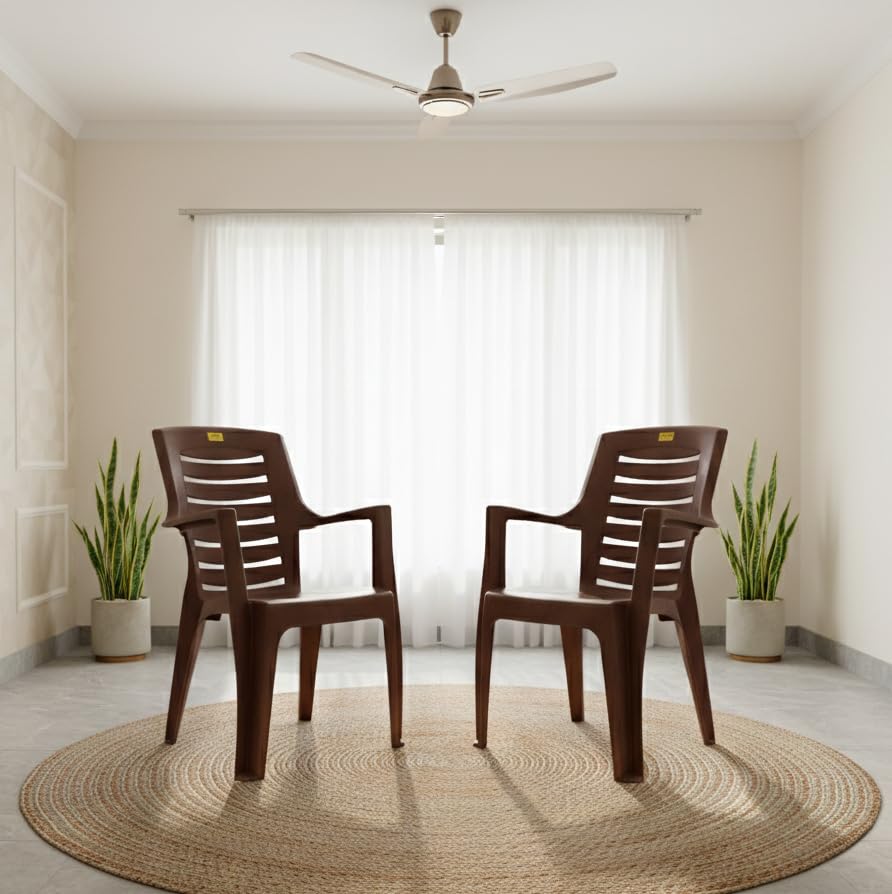 Patiofy Plastic Chair Set of 2 for Home & Outdoor Use | Heavy Duty Comfortable Chair with Strong Legs | Stackable, Easy to Clean | Suitable for Living Room, Balcony (Pack of 2-Maxim | Brown)-image-41