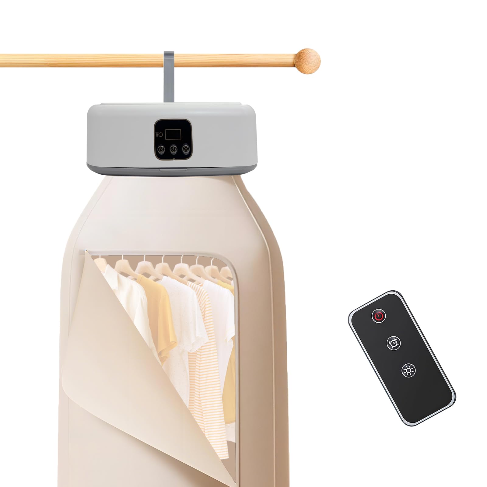 Secador de ropa portátil con control remoto, 44 dB, funcionamiento silencioso, aire caliente y desinfección UV, minisecadora plegable para casa, viajes, hotel, autocaravana