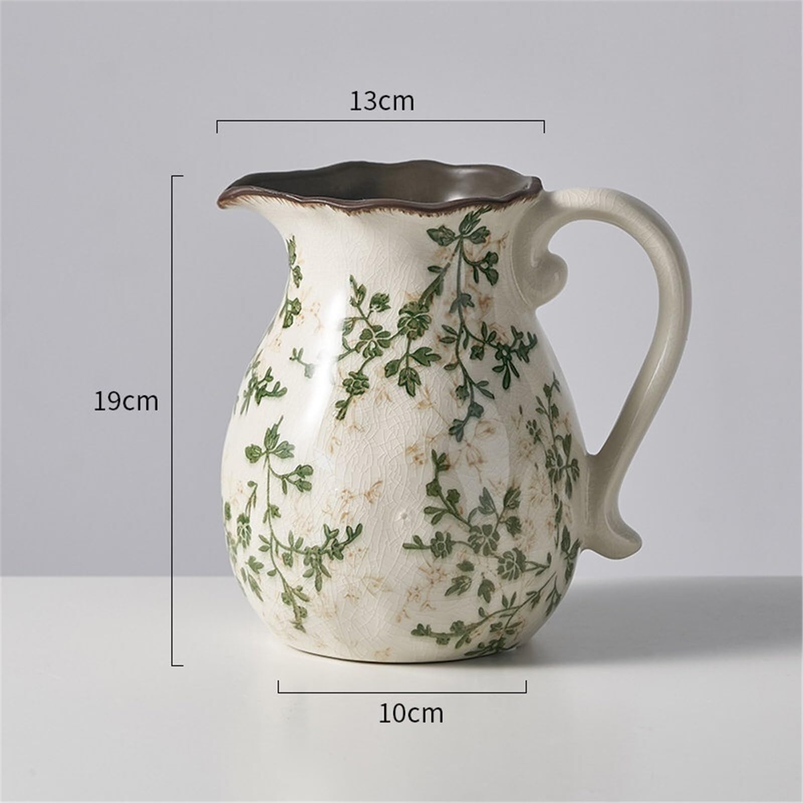 Vasi di fiori Vaso in ceramica craquelé con motivo floreale verde