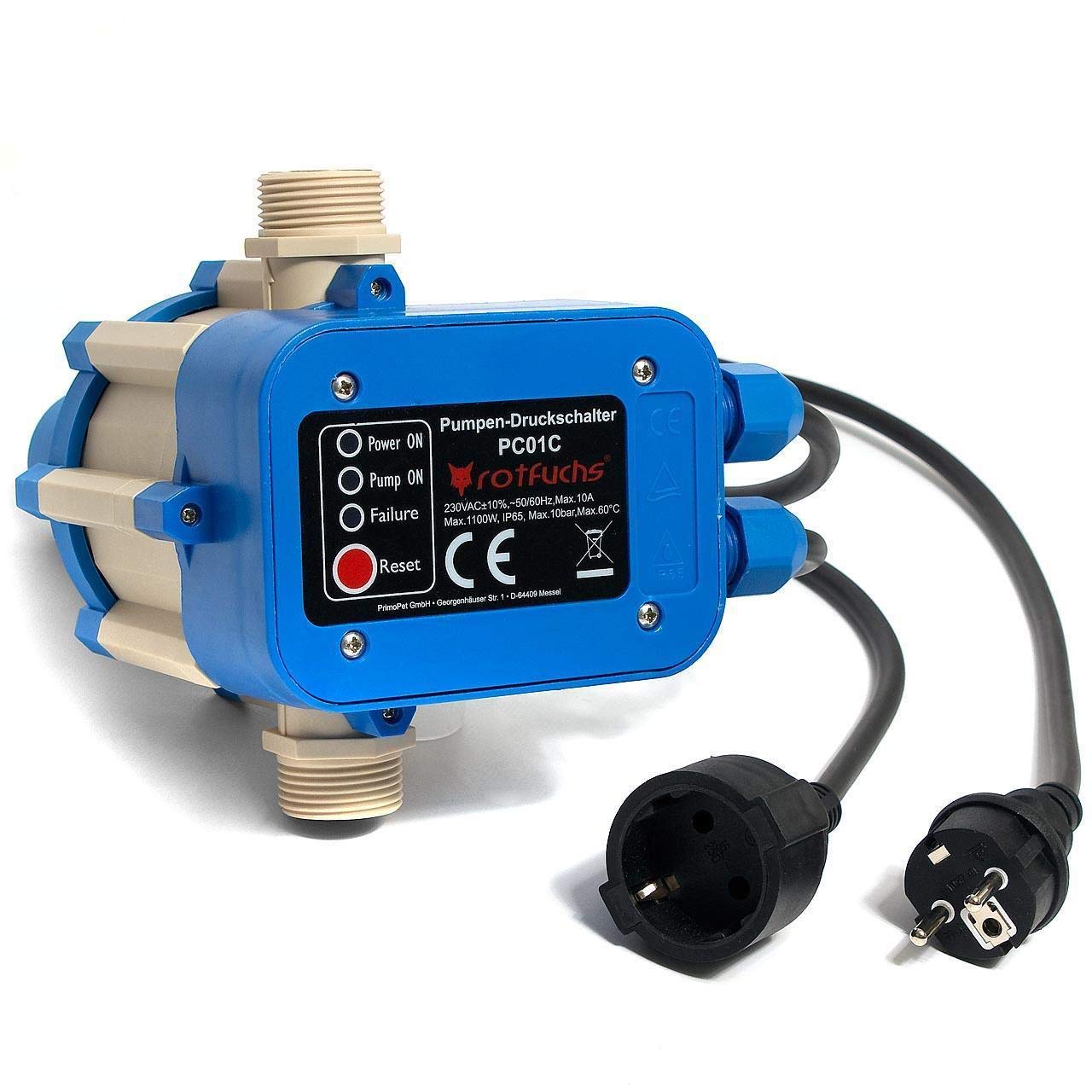 Lospitch Pressostat Pompe Eau 10bar, électrique, Mise en marche et arrêt automatiques, avec câble, Bleu