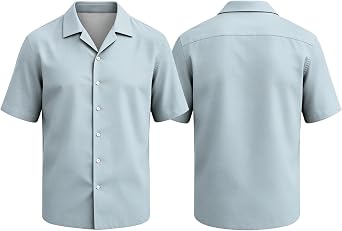 Mens Short Sleeve Shirts Button Down Casual Beach Vacation Shirts Solid Lightweight Breathable Stretch Basic Blouses